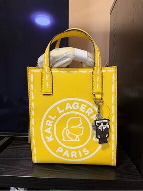 KARL LAGERFELD Yellow Logo Mini Tote